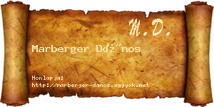 Marberger Dános névjegykártya